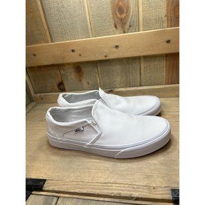 US9 Vans White Canvas Skate Slip-On Shoes 721356 Women